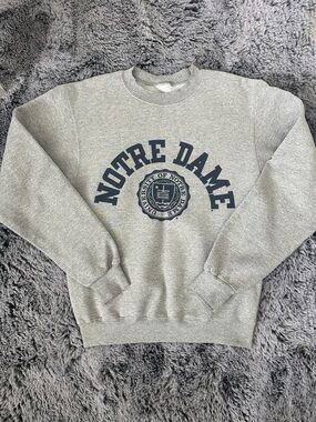 Champion Grey Notre Dame Crewneck with Navy Print
